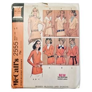 McCall's 2555 Vintage Sewing Pattern Blouses and Dickeys Size 12 Uncut
